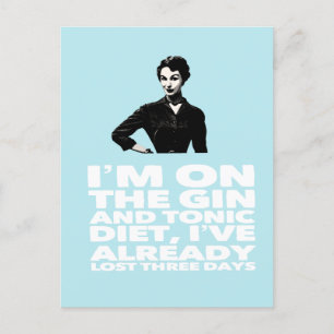 Cartão Postal A dama vintage do Gin e da Tonic Diet