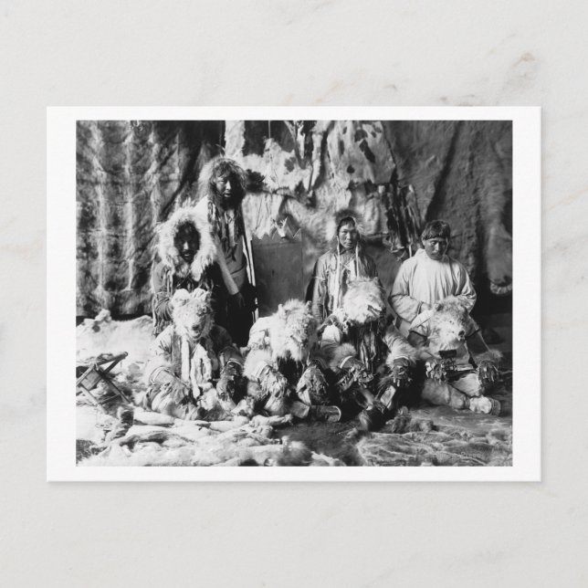 Cartão Postal A "dança do lobo" dos Kaviagamutes (Frente)