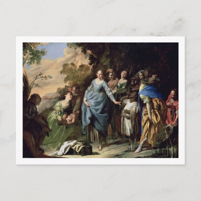 Cartão Postal A descoberta de Moisés, c.1650-56 (óleo na canvas) (Frente)