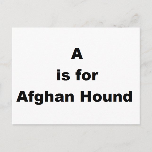 Cartão Postal a é para afghan hound (Frente)