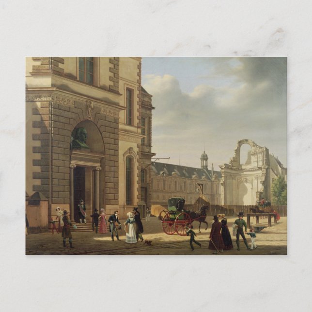 Cartão Postal A entrada para o Musee de Louvre e Ruas. (Frente)