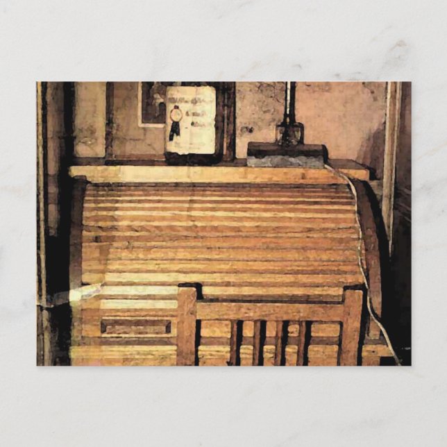 Cartão Postal A Escrivaninha de Tampa de enrolar dos Escritores (Frente)