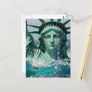 Cartão Postal A Estátua da Liberdade Chora e Derrete Surreal