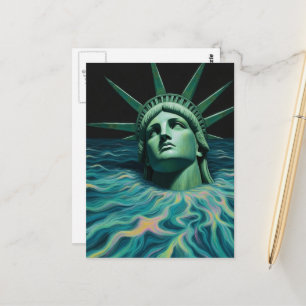 Cartão Postal A Estátua da Liberdade Derrete Surrealista