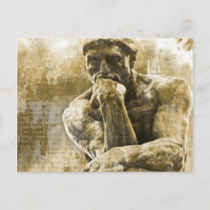 Cartão Postal A estátua de bronze aflita Auguste Rodin, o pensa