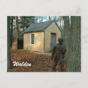 Cartão Postal A estátua e cabana de Thoreau