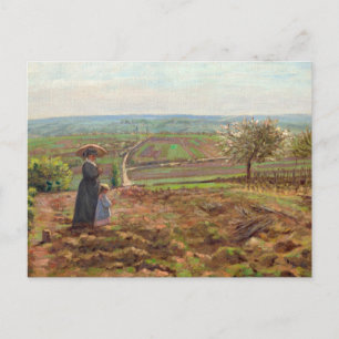 Cartão Postal A estrada para Rouen, Pontoise por Camille Pissarr