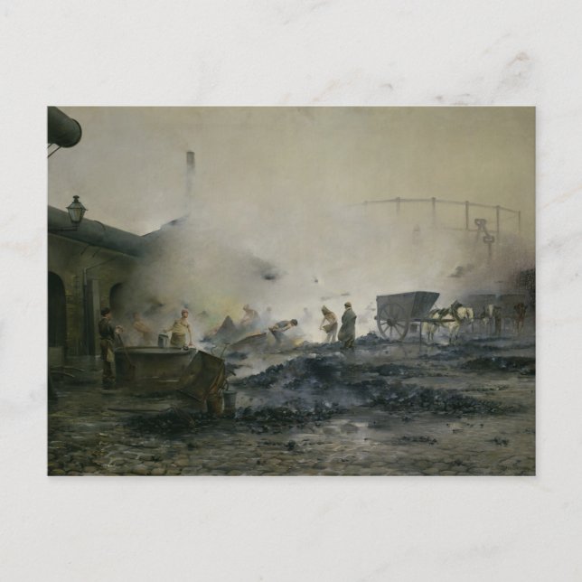 Cartão Postal A Fábrica de Gás em Courcelles, 1884 (Frente)