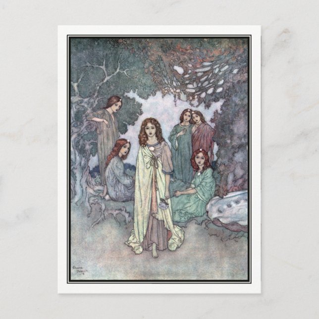 Cartão Postal A Fada do Jardim por Edmund Dulac (Frente)