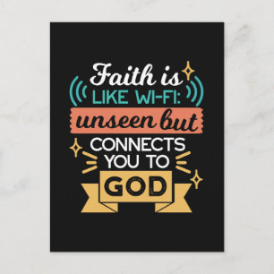 Cartão Postal A Fé é Como WiFi Citação Divertida Arte Cristã
