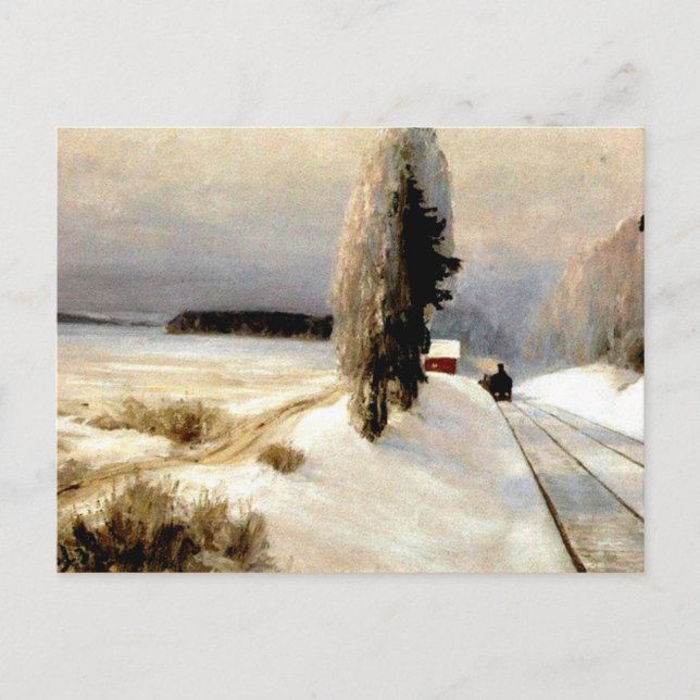 Cartão Postal A ferrovia perto da estação de Tarusa (Frente)