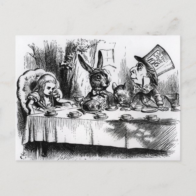 Cartão Postal A festa do chá do Mad Hatter (Frente)