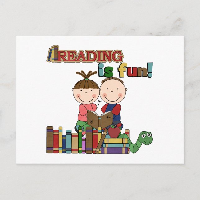 Cartão Postal A figura leitura da vara dos miúdos é divertimento (Frente)