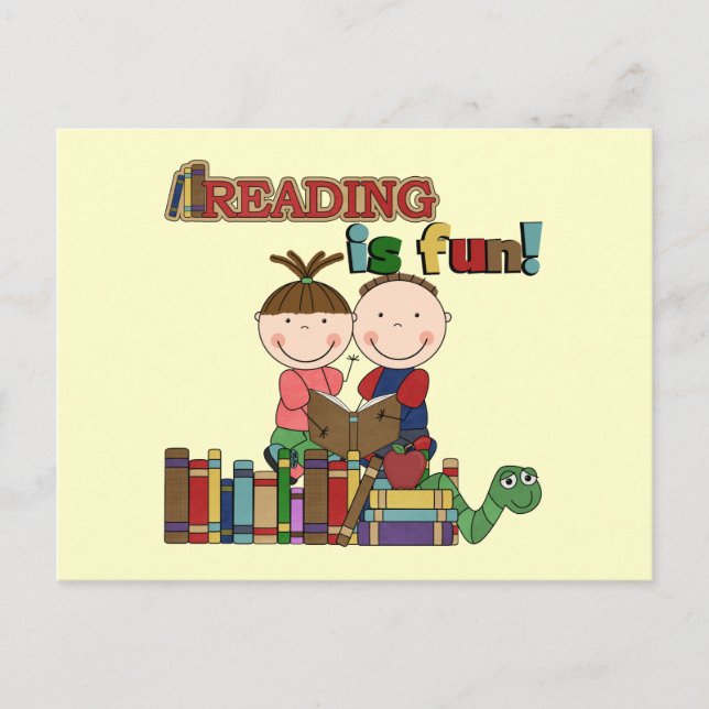 Cartão Postal A figura leitura da vara dos miúdos é divertimento (Frente)