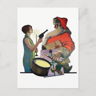 Cartão Postal A Flapper e Papai Noel: Férias dos Roaring 20 Vint