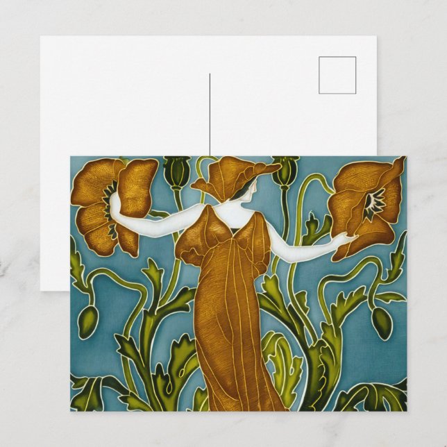 Cartão Postal A Flora Art Nouveau de Walter Crane (Frente/Verso)