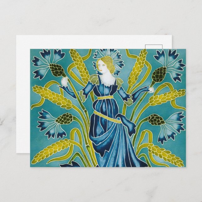 Cartão Postal A Flora Art Nouveau de Walter Crane (Frente/Verso)