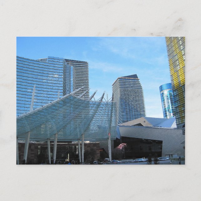 Cartão Postal A fonte e arquitetura de Aria em Las Vegas (Frente)