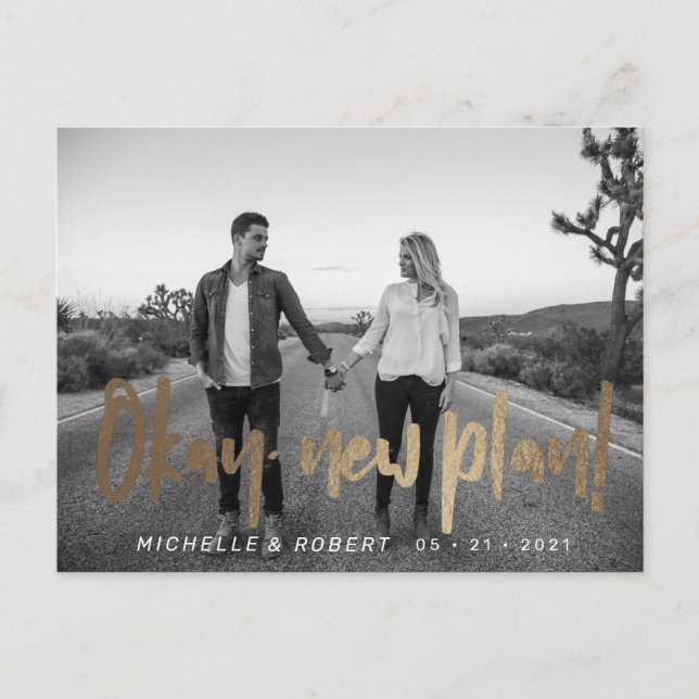 Cartão Postal a foto do script bold moderno muda a data (Frente)