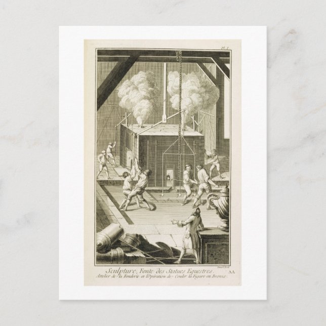 Cartão Postal A fundição de um escultor, do Enciclopedie des S (Frente)