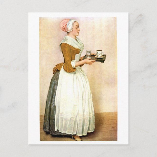 Cartão Postal A Garota do Chocolate, pintura de arte (Frente)