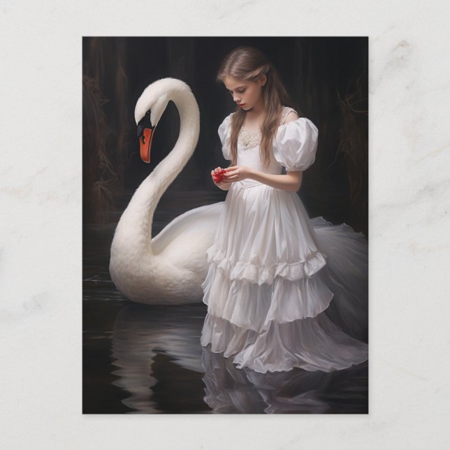 Cartão Postal A garota e o cisne (Frente)