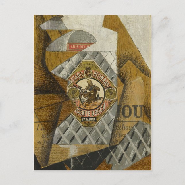 Cartão Postal A garrafa de Anís del Mono por Juan Gris (Frente)