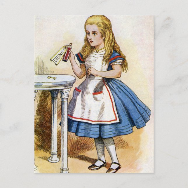 Cartão Postal A Garrafa Disse "Beba-Me", Então Alice Fez (Frente)