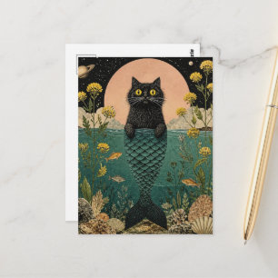 Cartão Postal A Gatinha Sereia Preta Fofa