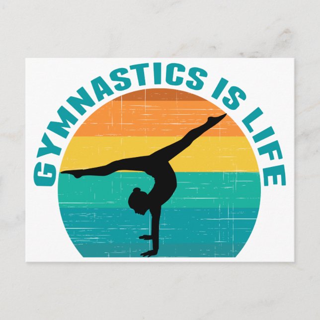 Cartão Postal A ginástica é a vida Linda Gymnast Teal (Frente)