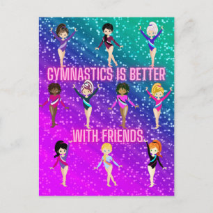 Cartão Postal A ginástica É Melhor Com Amigos Super Sparkle