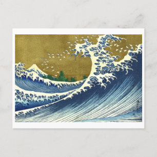 Cartão Postal A Grande Onda Colorida Hokusai