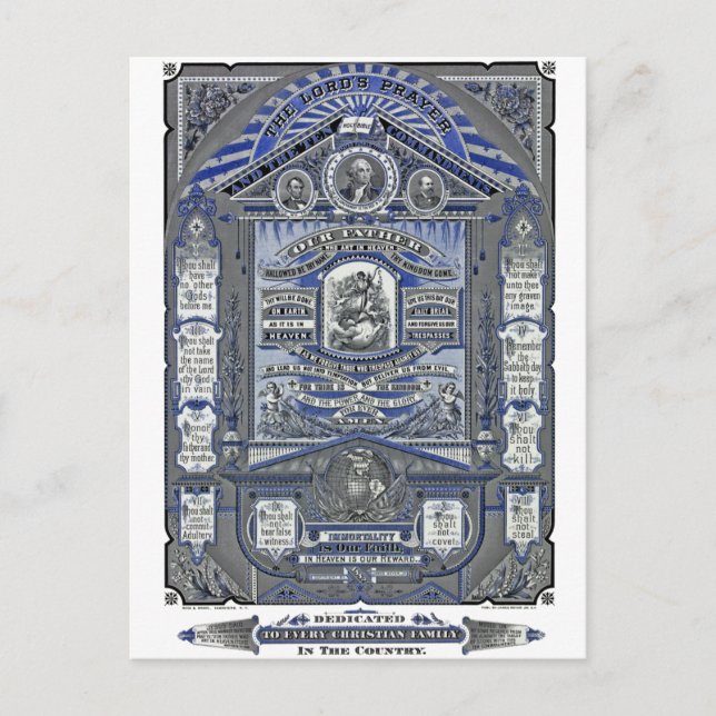 Cartão Postal A gravura da oração do Senhor (Frente)
