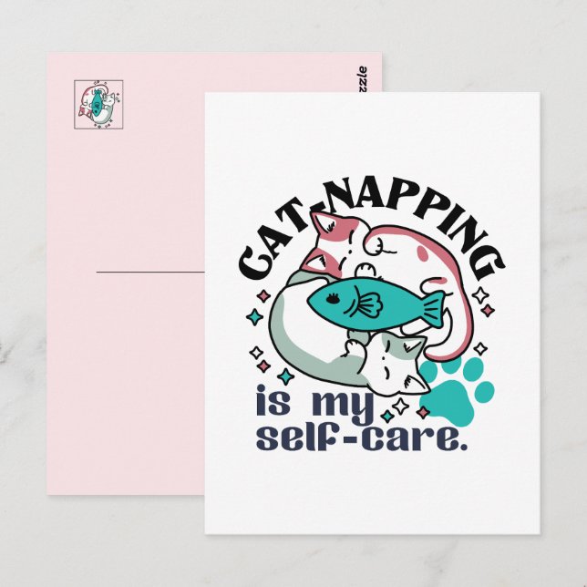 Cartão Postal A Guarda-Gato É A Minha Autoassistência: Gatos Com (Frente/Verso)