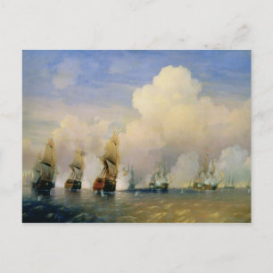 Cartão Postal A Guerra do Mar Russo-Sueca perto de Kronstadt em