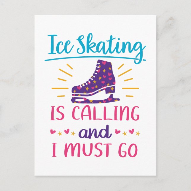 Cartão Postal A Ice Skating está chamando e eu preciso ir ao Ska (Frente)