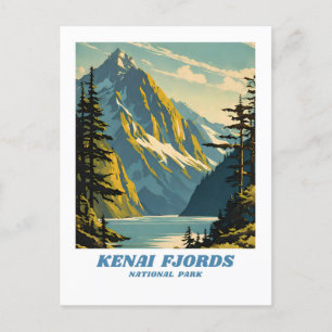 Cartão Postal A ilustração do Parque Nacional Kenai Fjords retro