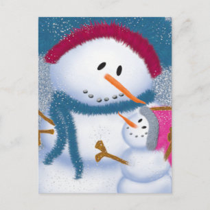 Cartão Postal A Ilustração SnowMomma E SnowGirl