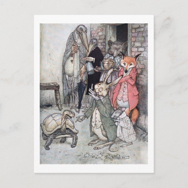 Cartão Postal A lebre e a tartaruga (Frente)