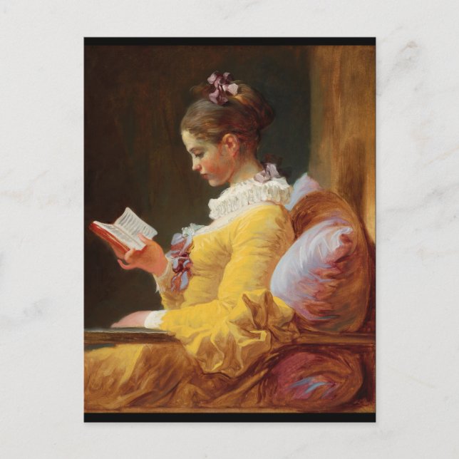 Cartão Postal A Leitora francesa em vestida amarelo (Frente)