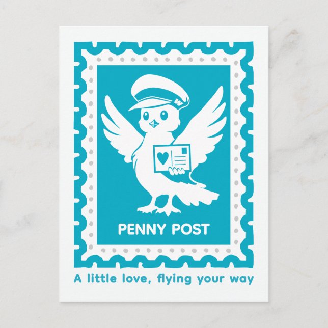 Cartão Postal A Little Love Flying Your Way Penny Post (Frente)