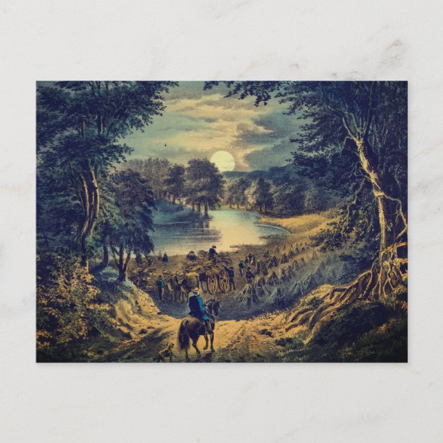 Cartão Postal A Lua da Colheita, Currier & Ives:  (Frente)