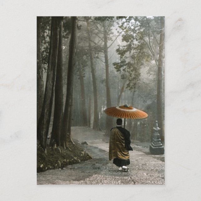 Cartão Postal A luz se rompe enquanto o Templo monge desce (Frente)