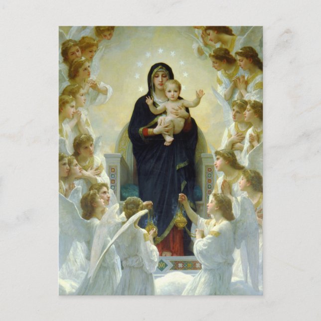 Cartão Postal A Madonna e os Anjos por William Bouguereau Postc (Frente)