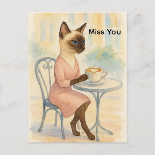 Cartão Postal A mãe de gato está bebendo café
