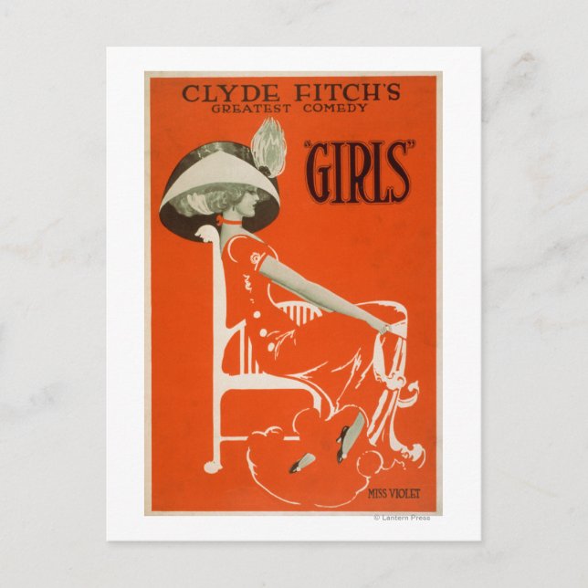 Cartão Postal A maior comédia de Clyde Fitch, "Girls" Theater 2 (Frente)
