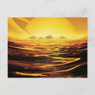 Cartão Postal A maior lua de Poster-Saturno do espaço retrô, Tit