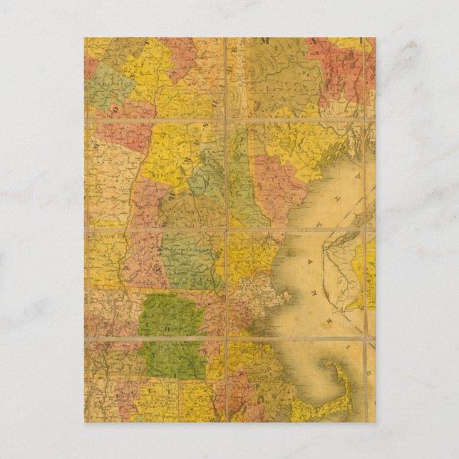 Cartão Postal A Map of the New England States (Frente)