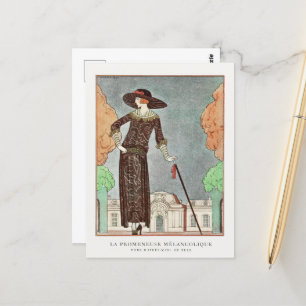 Cartão Postal A Melancholy Walker de George Barbier