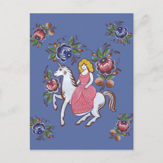 Cartão Postal A menina e o unicórnio
